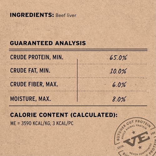 vital essentials single ingredient beef liver dog treats 21 oz  freeze-dried raw  premium quality high protein training treats  grain free gluten free filler free