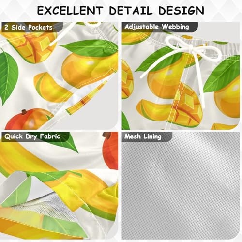 DOMIKING Yellow Mango Slice Toddler Boys' Swim Trunks Mesh Lining Swim Shorts for Boys Kids Adjustable Waist3