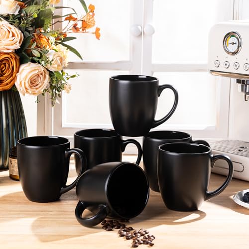 GBHOME 12oz Coffee Mugs Set of 6, Large Ceramic Coffee Mugs for Man, Woman, Dad, Mom, Modern Coffee Mugs Set with handle for Tea/Latte/Cappuccino/Milk/Cocoa. Dishwasher&Microwave Safe,Multi-Color