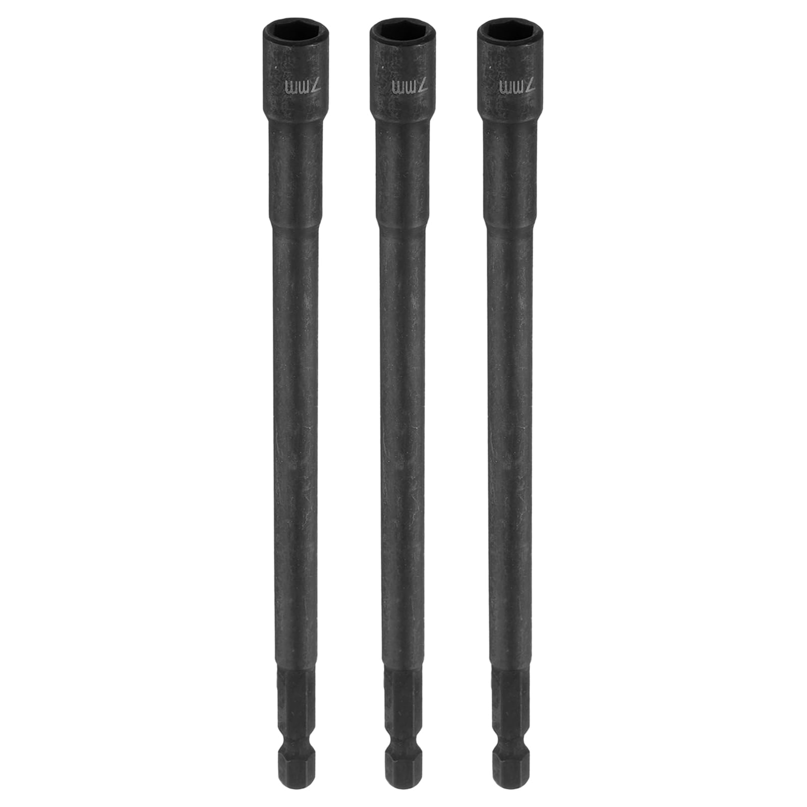 sourcing map 3pcs Hex Nut Driver Drill Bit 7mm Metric 6-Point Socket 1/4" Hex Shank Magnetic Setter CR-V Steel Bolt Sockets for Power Drills Impact Drivers, 5.91" (150mm) Long — image 1