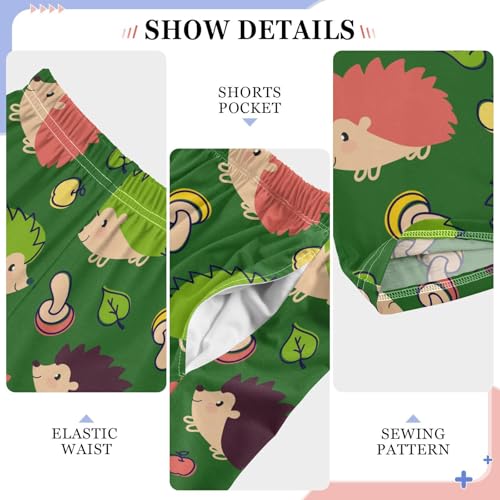 ZZXXB Hedgehog Mushroom Fruit Boys Long Pants Soft Trousers Elastic Waist Kids Lounge Bottoms with Pockets S-XL4