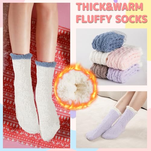 COOPLUS Fuzzy Socks for Women Warm Fluffy Cozy Winter Soft Home Slipper Socks (5 Pairs)3
