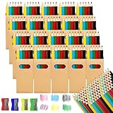 MirraSwit 20 Packungen Buntstifte Set mit je 6 Buntstiften, 120 Buntstifte Klein mit 4 Spitzer, Mini Stifte Mitgebsel ab 3 Jahre für Kunst Zeichnung, Skizzieren, Kritzeln, Färbung