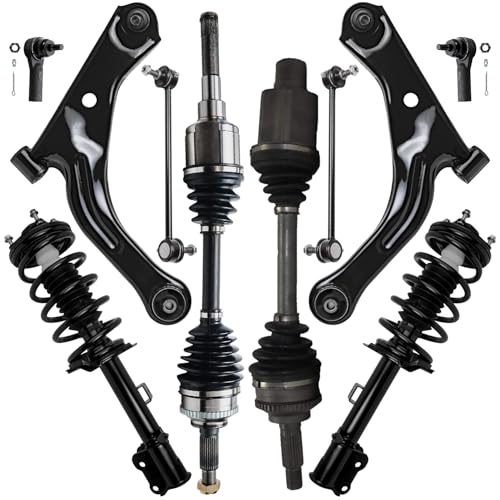 Image of Detroit Axle - Front CV Axles Suspension Kit for Ford 2005-2008 Escape Mazda Tribute Mariner 2 CV Axles 2 Lower Control Arms Ball Joint 2 Struts Coil Spring 2 Outer Tie Rods 2 Sway Bars Replacement