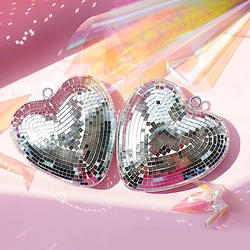 Bola espejada colgante en forma de corazón para fiestas, bodas y decoración del hogar, diseño reflectante miniatura 3
