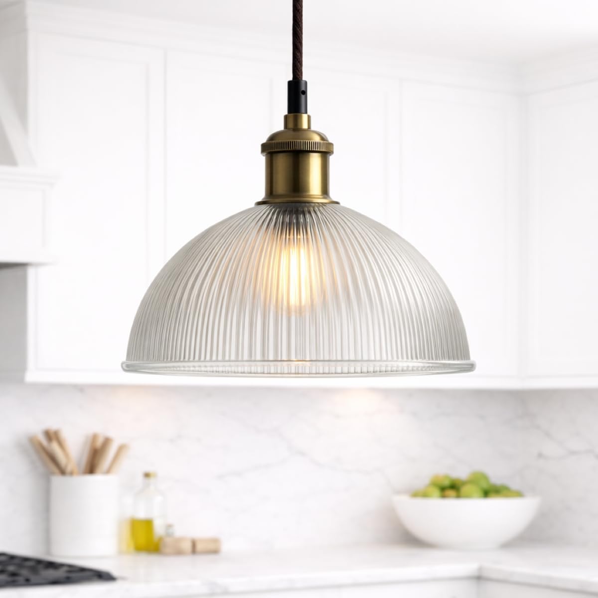 CGC Lighting - Ribbed Dome Lampshade - Clear Glass