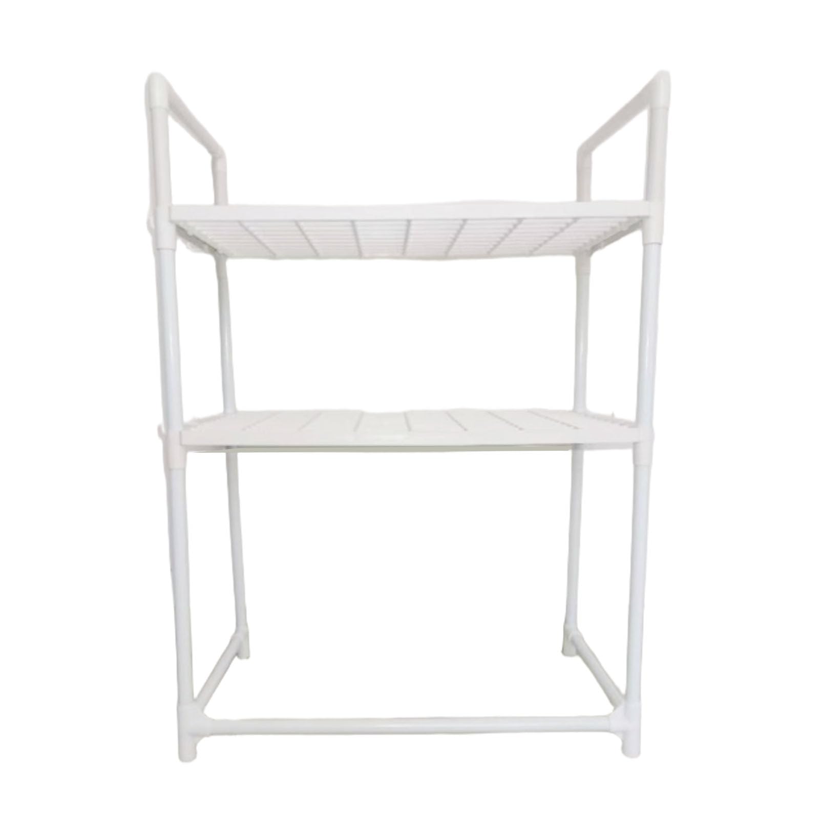 Rejilla para Horno Microondas, Soporte de Almacenamiento de Cocina Multiusos Fuerte con Ganchos para el Hogar, Acero Al Carbono, Blanco, 2 Niveles, 73x50,5x27cm