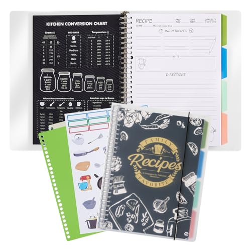 Cibalaland Recipe Binder with Waterproof Cover, 8.5” x 11” Recipe Book to...