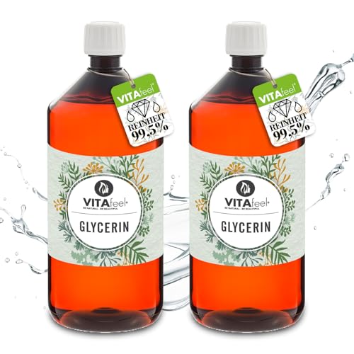 VitaFeel glicerina 99,5% – 2000 ml | Perfecto para desinfección DIY | puramente vegetal y vegano – Cosméticos y cuidado de la piel | Incoloro e inodoro, baja viscosidad, uso versátil