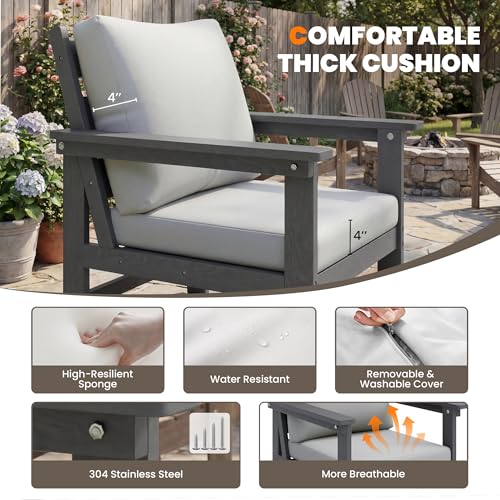 Image of HDPE Patio Furniture Set 6 Piece Outdoor Modular Furniture Set with Cushion
