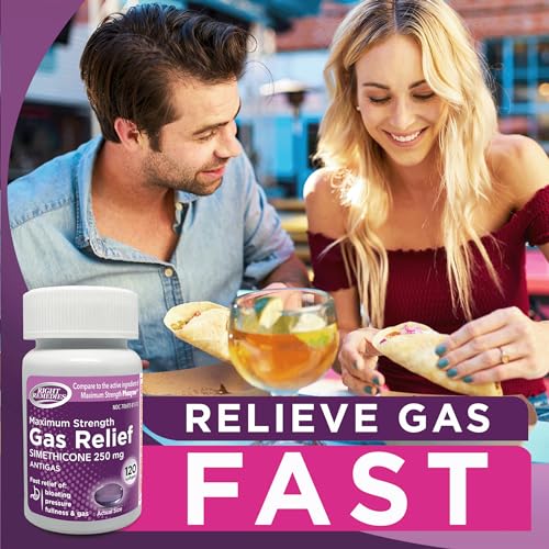 RIGHT REMEDIES Gas Relief Maximum Strength, Simethicone 250 mg, (120 Softgels), Fast Relief from Gas, Bloating, Fullness, Painful Discomfort, Compare to Maximum Strength Phazyme Active Ingredient