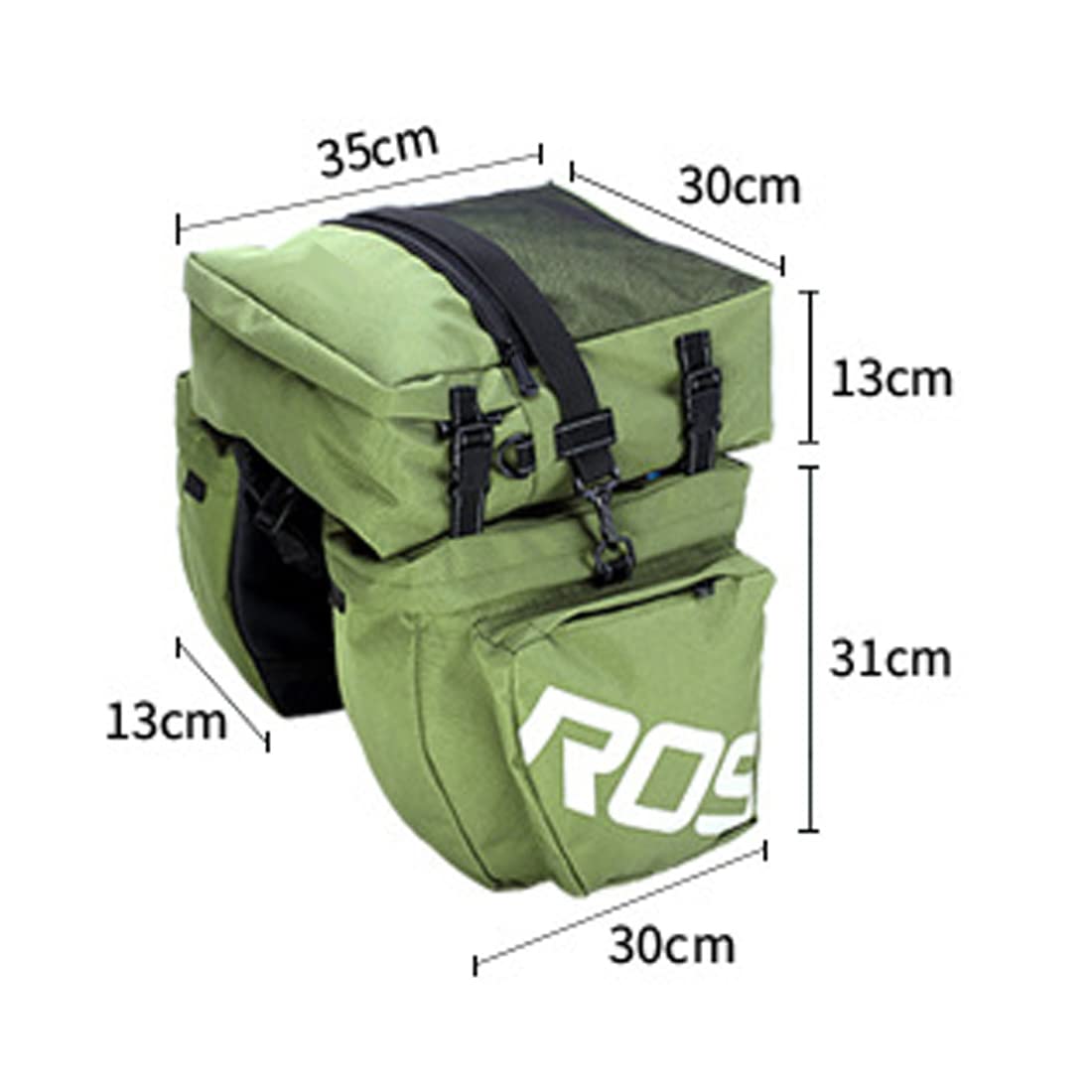 Bike Rear Rack Bag, 3 in 1 37L Ciclismo Impermeabile Pannier Rack Bag Bicicletta Sedile Posteriore Tronco, Borsa per sellino per MTB Mountain Bike con Tracolla Staccabile e Riflettente Segno