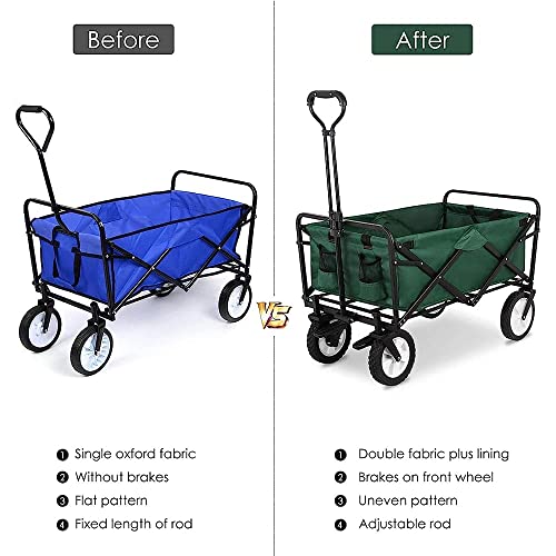 KOHARA Bollerwagen, zusammenklappbarer Campingwagen, Gartenwagen, zusammenklappbarer Gartenwagen, robuster Wagen – zum Einkaufen und für EIN Picknick im Garten im Freien – Bild 5