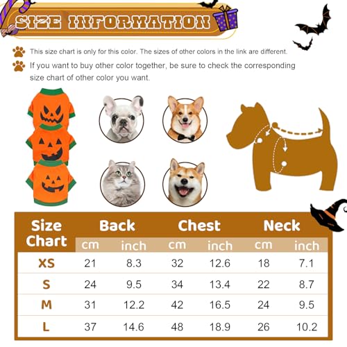 Cpcoin Dog Shirts Funny Halloween Pumpkin Costume Pet Clothes Puppy Outfits Lightweight Sweatshirt For Small Medium Large Dogs Cats Orange02 Large thumb #4
