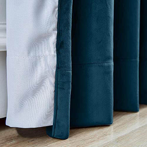 Chadmade Velvet Blackout Home Movie Theater Curtain Drapes Panel, Pinch Pleated 84W X 108" L (1 Panel) For Stage Event Auditorium, Midnight Blue, Leon Collection #TOP4