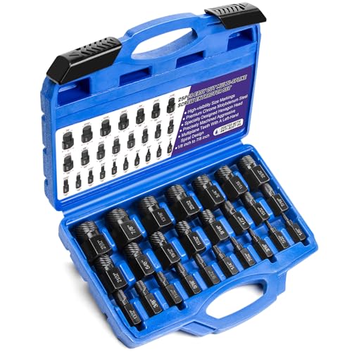 LLNDEI Screw Extractor Set Hex Head Multi-Spline Easy Out Bolt Extractor Set, EZ Out Rounded Screw...