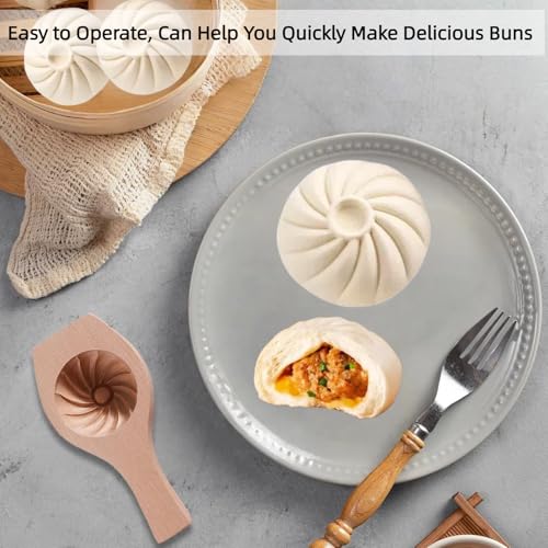 Image of Wooden Bao Bun Maker,Baozi Maker Machine,Wooden Steam Bun Mold,This Kitchen Appliances And Gadgets Is the Best Gift for Asian Food Enthusiasts And Dumpling Maker (Steamed Bun A)