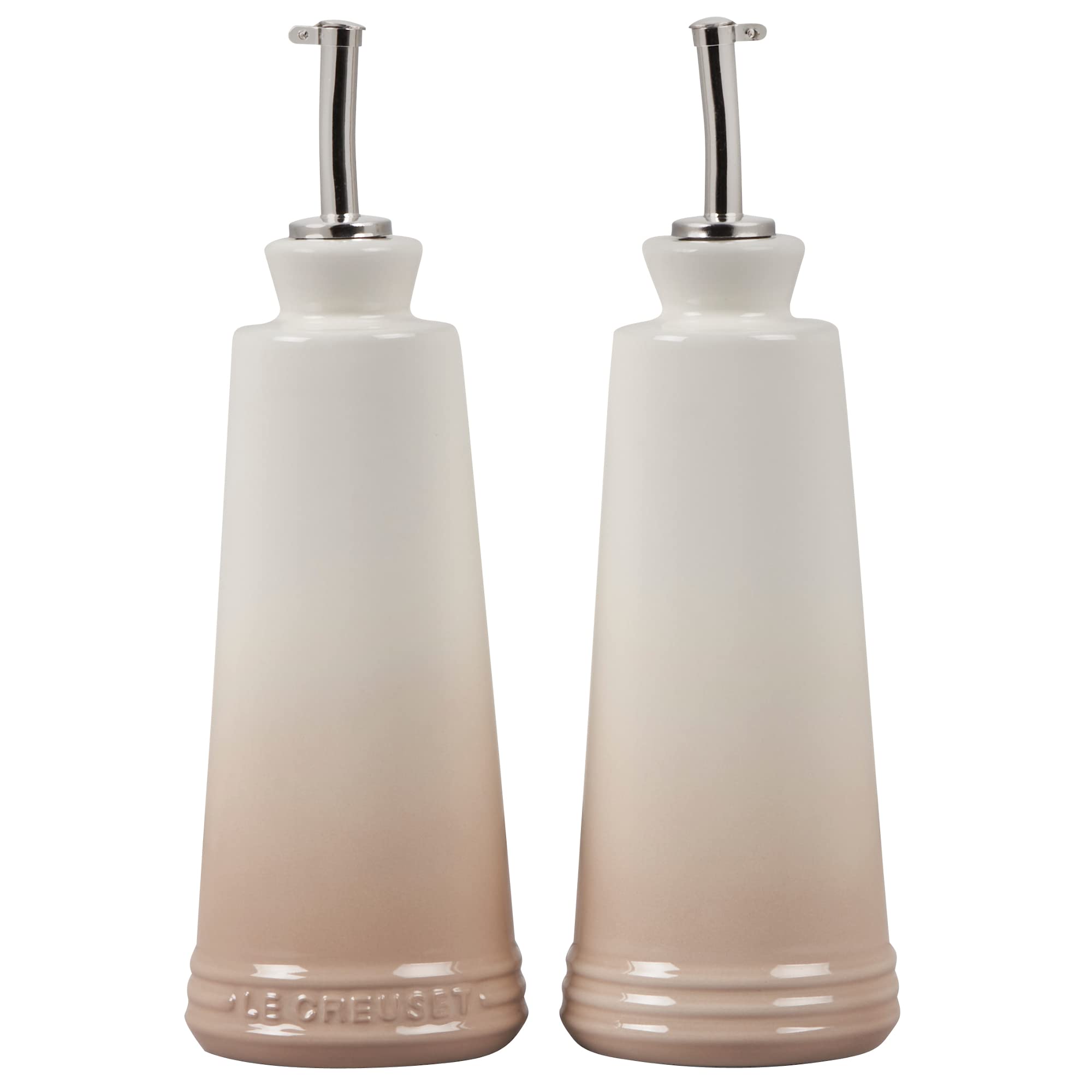 Le Creuset PG8042-10716 Signature Öl- und Essig-Set aus Steingut, je 284 ml, Baiser