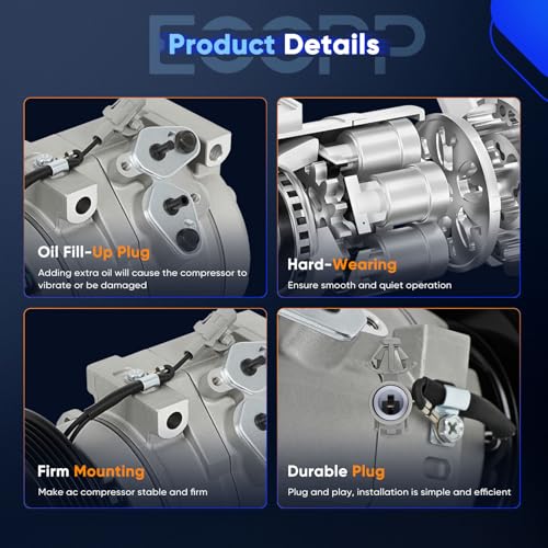Image of ECCPP AC Compressor for Toyota Corolla Matrix 1.8L 2003 04 05 06 07 2008 AC Compressor for Car Rapid Cooling