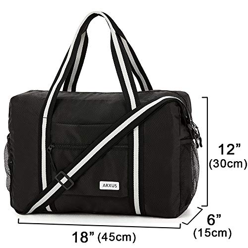 Arxus Travel Lightweight Waterproof Foldable Storage Carry Luggage Duffle Tote Bag (Black)