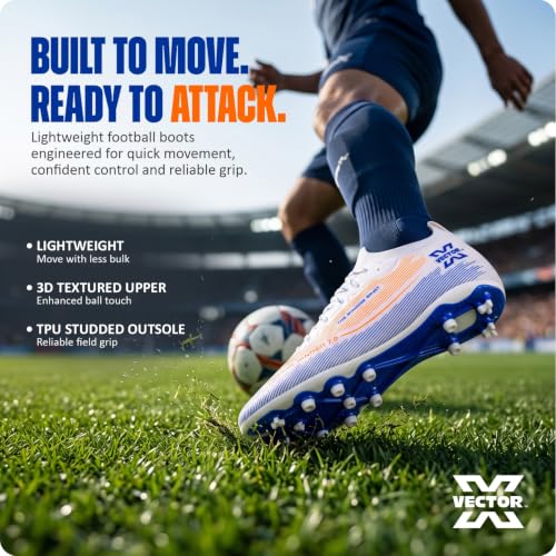 Image of Vector X Panther 7.0 Football Boots for Men|3D Texture TPU Fusing Upper|TPU Studded Outsole|EVA Cushioned Collar|Lightweight Football Training & Match Shoes