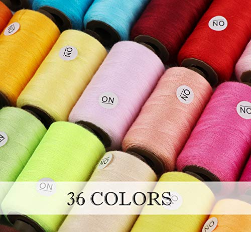 Ilauke Sewing Thread, 21600 Yard 40S/2 Thread For Sewing 36 Colors Polyester Serger Sewing Threads Set With 10 Needle, Thimble, Threader For Diy Hand Sewing Machine Sewing Supplies #TOP2