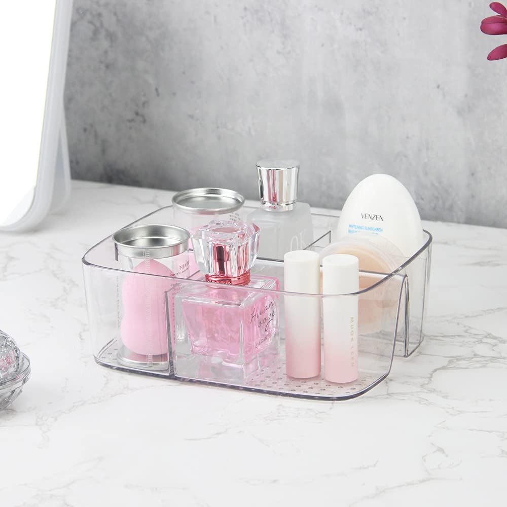 Lunhoo Makeup Organizer, Transparent Plastic Cosmetic Makeup Display Holder Desktop Storage Tray for Lipsticks, Office Supplies Organizer : Beauty & Personal Care