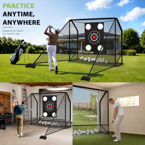 Golf Practice Hitting Net for Backyard Driving Real Balls 10x7ft with Side Barriers, Heavy-Duty Steel Frame Golf Net with Target Cloth & Carry Bag for Garage, Indoor & Outdoor Driving Chipping - image 5