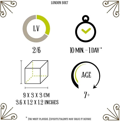 Miniatura 6 de Logica Puzzles Art. London Bolt - Rompecabezas de fundición - Metal Brain Teaser - Dificultad 26 Medio - Colección de viaje