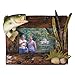 River's Edge Genuine Firwood Horizontal 4 x 6 Picture Frame with Hand Painted Poly Resin Bass and Grass Accent