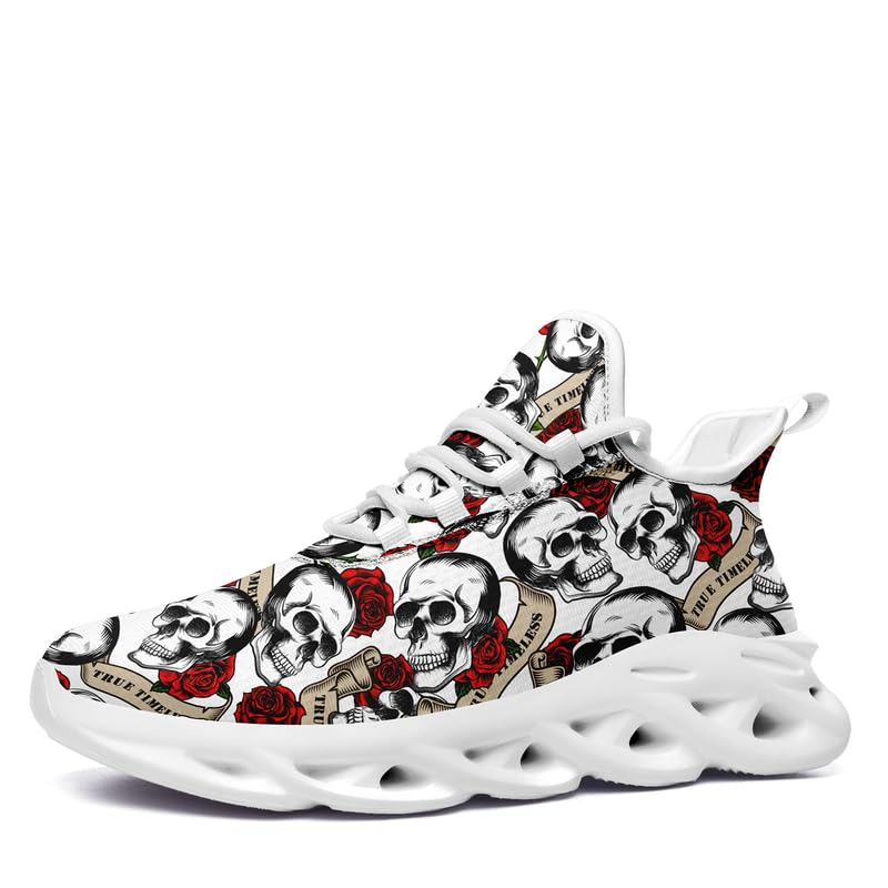 coolcustomizecoolcustomize Skull Running Shoes for Men Women Breathable Cushion Sports Walking Shoes Gym Jogging Training Road Running Shoes