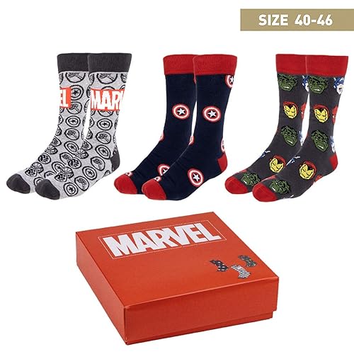 MARVEL Pack Calcetines de Star Wars - Multicolor - 3 Pares - Talla 40-46 - Calcetines Largos Fabricados con Algodón, Poliamida y Elastano - Producto Original Diseñado en España