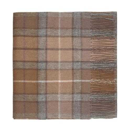 Oxfords Cashmere 100% Lambswool Plaid Tartan Scarf, Natural Buchanan