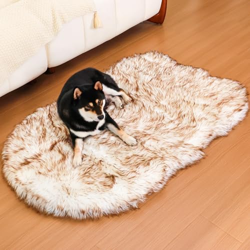 50 Inch Faux Fur Dog Bed​ for Large/Medium Dogs Orthopedic Beds with Fluffy Faux Fur & Soft Memory...