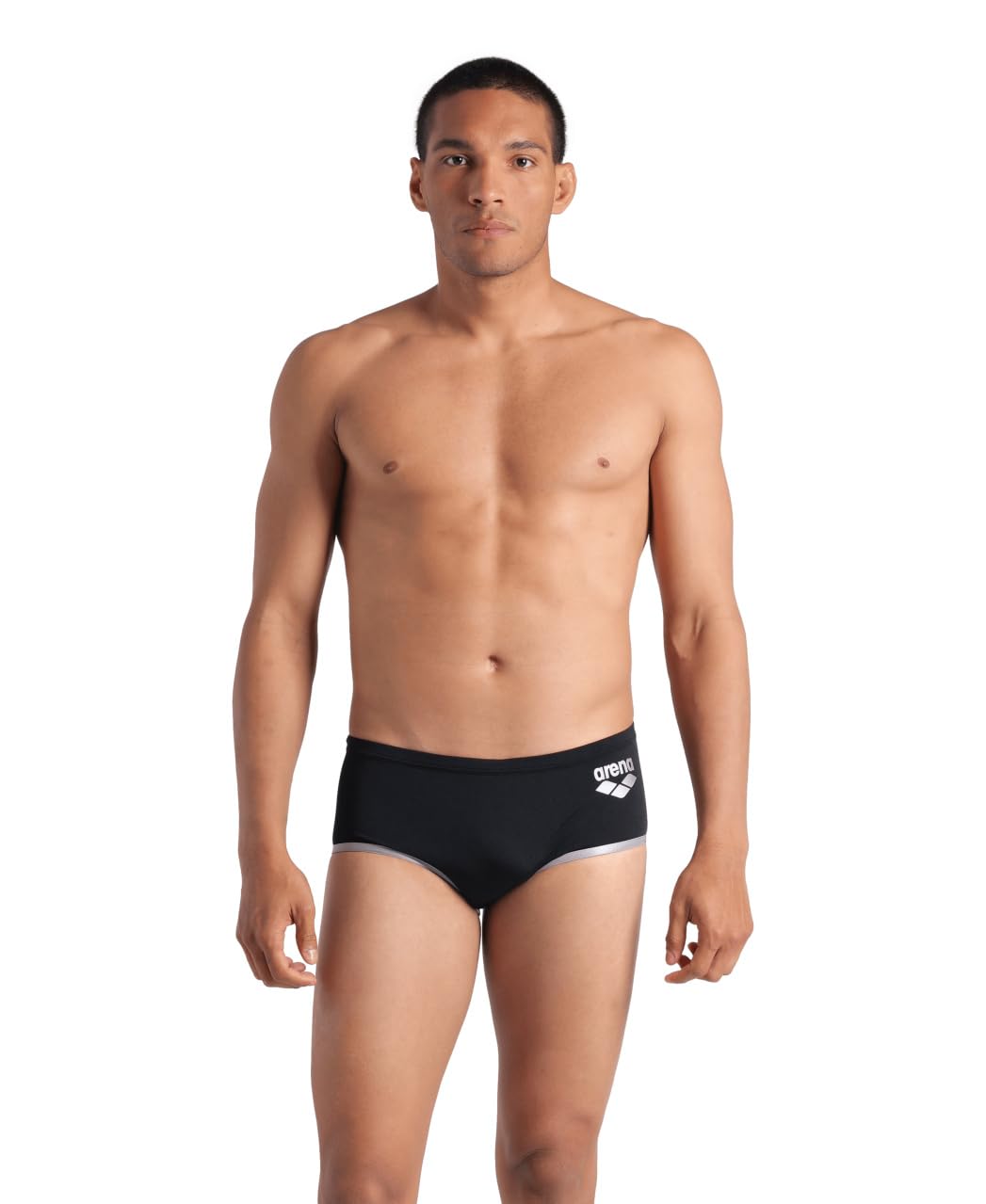 Men's One Big Logo Low-Waist Swim Short Pool Practice Athletic Swimsuit Bottom Pro Swimmer