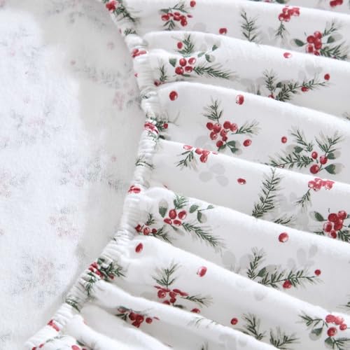 Image of Laura Ashley - Flannel Sheets Twin Size, Anti-Pilling & Wrinkle Resistant Cotton, Touchably Soft for All-Season Comfort - Bed Sheets with Matching Pillowcase & Fitted Sheet (Berry Bright Red)