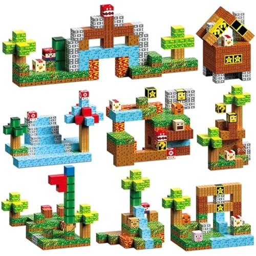 Image of SHAKTISM Magnetic Building Blocks Set for Kids, 27 PCS Magnetic Construction Cubes, Minecraft Style, Creative STEM Learning Toy, Educational Magnetic Building Set for Boys & Girls Age 3+