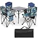 Tropical Style Folding Table and Chair Set with Storage Bag 600D Oxford Cloth Portable Barbecue Camping Chair for Outdoor Picnic Fishing BBQ Table+2 Chairs (Table+4 Chairs)