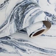 Details : Matte marble wallpaper, 40cm width, 200cm length, one sticky back plastic roll can cover approx 0.8 square meter. White and inky blue marble textured design with a matte finish, natural and realistic, looks elegant and classy in an understa...
