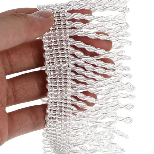Borlas decorativas para cortinas blancas y ribete de flecos para cojines de sofá DIY 5