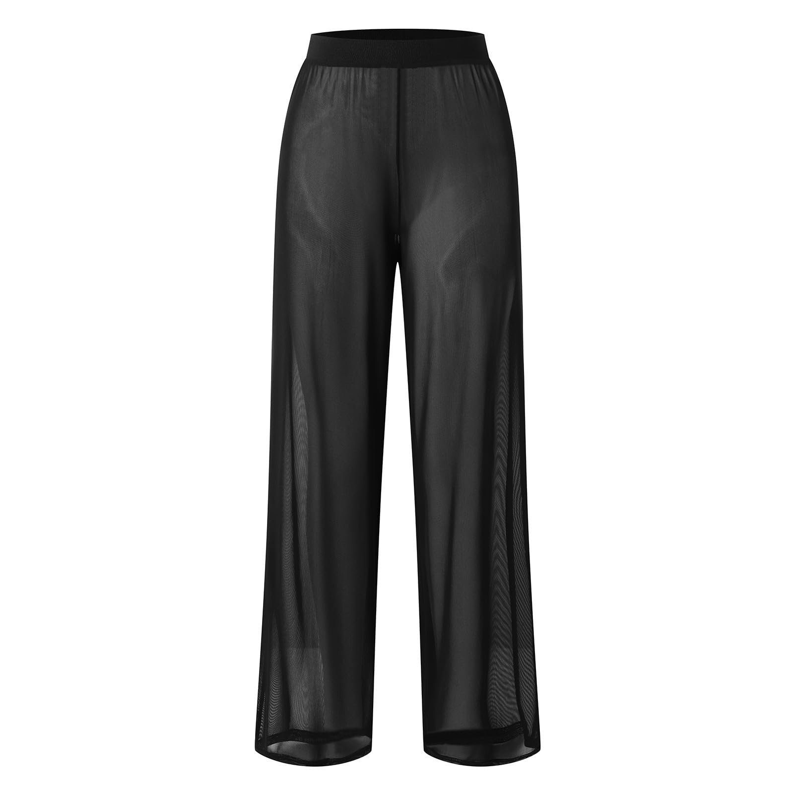 Straight Leg Leggings da donna sexy in rete trasparente, pantaloni da yoga, elasticizzati, in vita elasticizzata, a gamba larga
