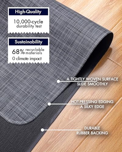 Image of Baroyal Office Chair Mat for Hardwood Floor Under Desk Computer Rolling Chair Mat for Wood /Tile Floor Non-Slip Heavy Duty Desk Rug PVC Plastic Hard Floor Protector 48 inch x 60 inch (Cool Grey)