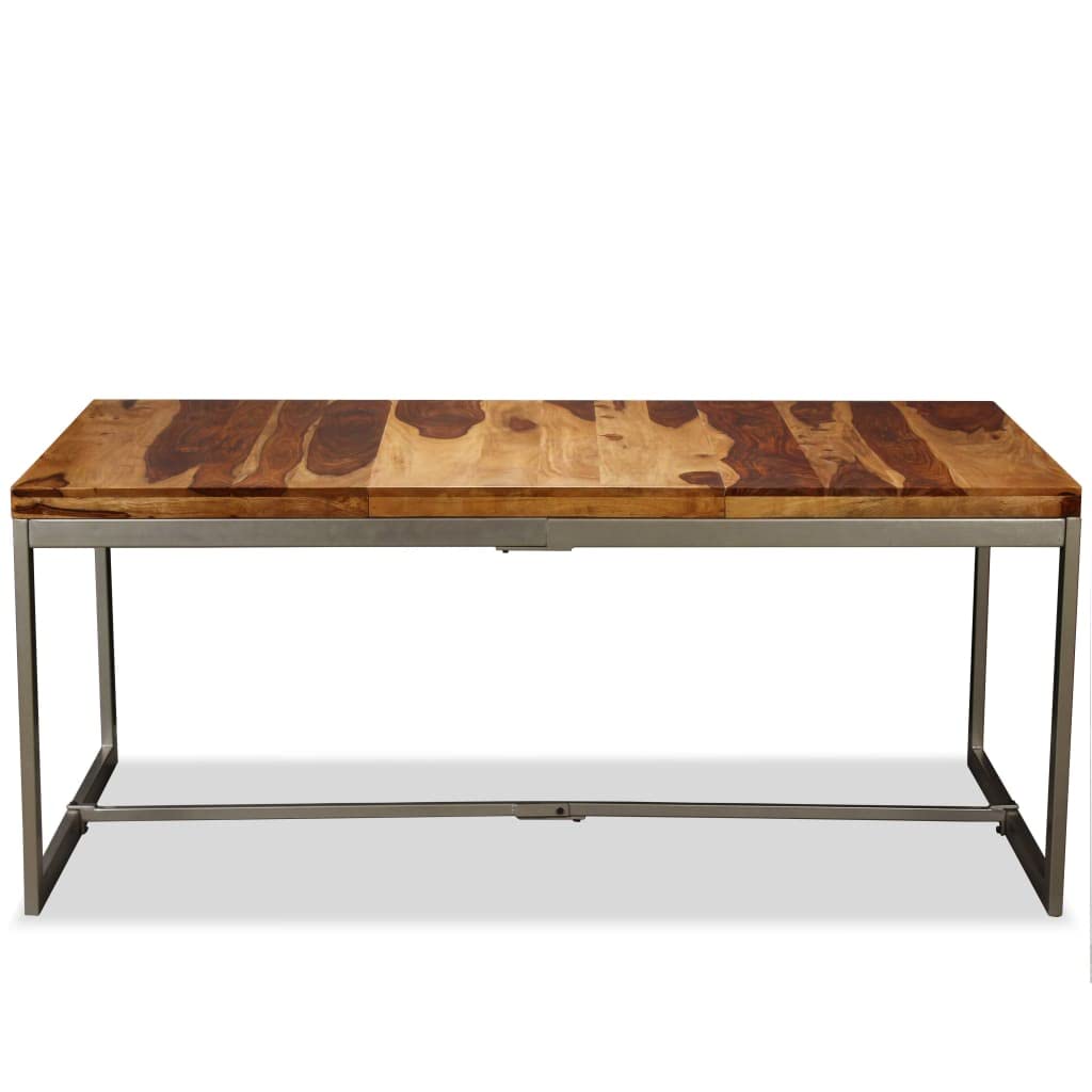 Stół do jadalni z litego drewna akacjowego i stali malowanej proszkowo, 180 x 90 cm, wzornictwo przemysłowe, do kuchni, jadalni, dla rodziny, gości, wytrzymała płyta meblowa