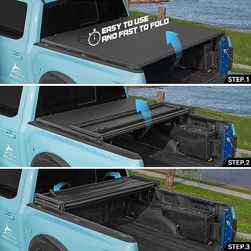 Image of Truck Bed Tonneau Cover Compatible with Ford Ranger 2019 2020 2021 2022 2023 2024 2025 2026 5 ft Short Box, Soft Folding Style(Tri Fold)