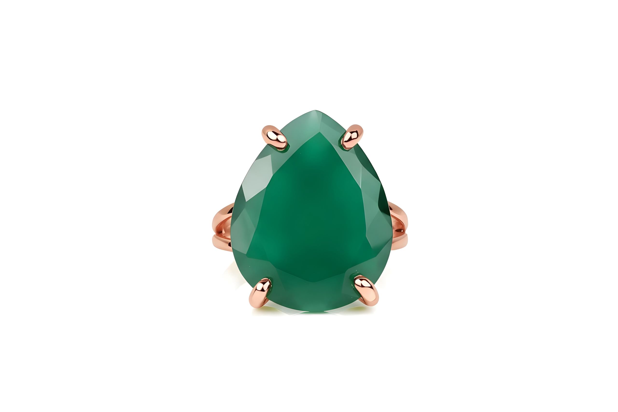 Anillos de Gemas - Anillo de Ónix Verde en Oro Rosa - Joyas de Declaración para Mujeres - Joyas Formales, Casuales y de Regalo para Hermana, Mamá, Amiga, Pareja - con Caja de Regalo