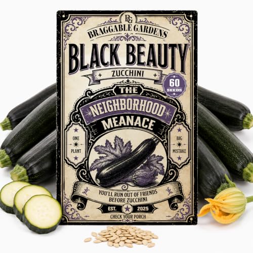 Braggable Gardens Black Beauty Zucchini Seeds for Planting, Heirloom Zucchini
