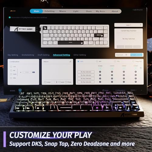 Image of ATTACK SHARK X68HE RT Mechanical Gaming Keyboard 60% Wired TKL-BlackContour | Adjustable Actuation,Hall Effect Magnetic Switch,8KHz Polling Rate,RGB Backlit,Top Mount,Side Printed Keycap for PC Mac Gamer