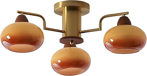 Miniatura 12 de KCO Iluminación Lámpara de Techo de Montaje Empotrado Retro Antigua de Latón, Moderna de Mediados de Siglo, Lámpara de Techo de 6 Luces Dorada con 6
