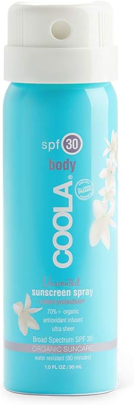 Coola Organic Sunscreen Body Spray, Broad Spectrum SPF 30, Reef-Safe, Frangrance Free, 1 Fl Oz