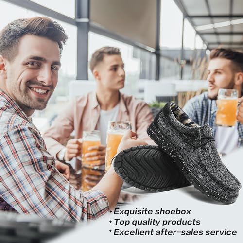 Image of Men's Machine Washable Slip On Lace Up Casual Loafer Breathable Travel Canvas Shoes for Men Comfortable and Stylish Summer Loafers Lightweight Walking Shoes Boat Shoe